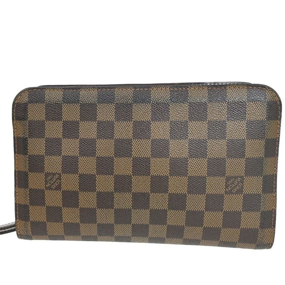 LOUIS VUITTON Saint Louis Clutch Hand Bag Damier Leather Brown N51993